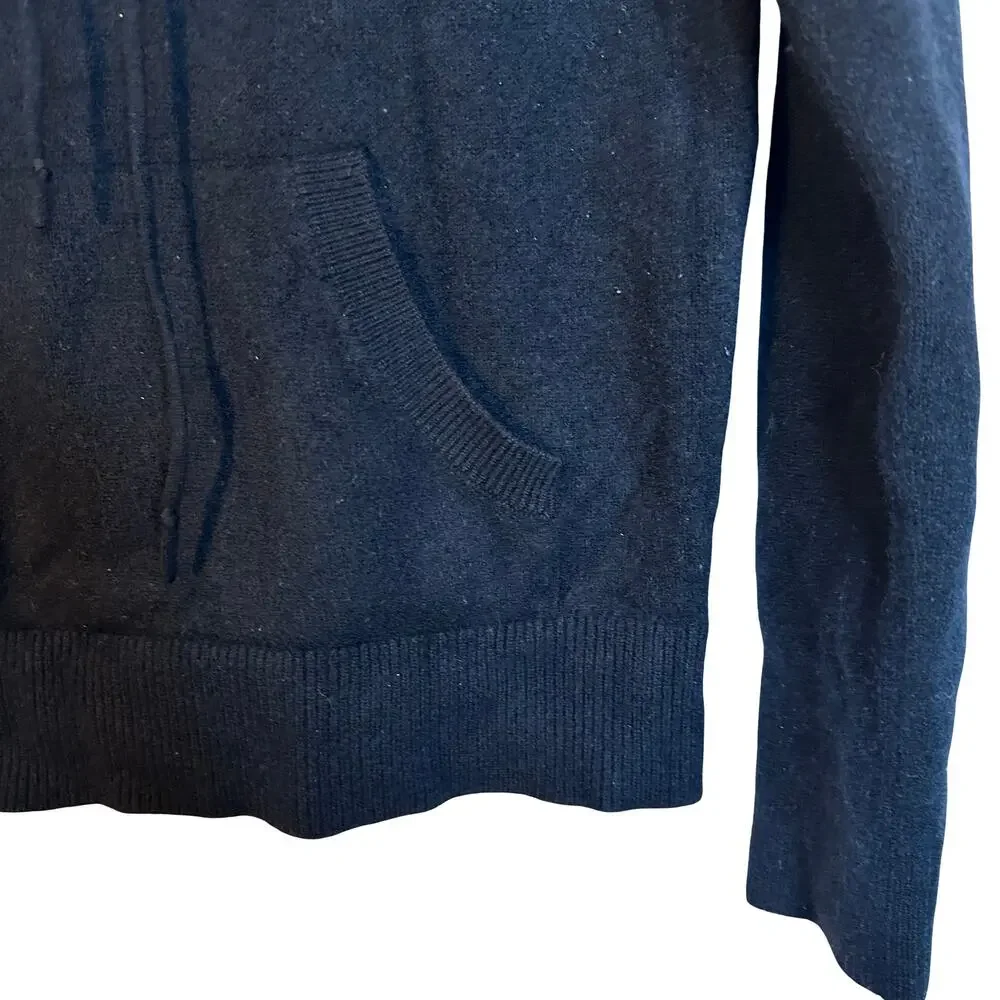 Banana Republic Cashmere Hoodie Black Hooded Sweater Minimalist Quiet Luxury M
